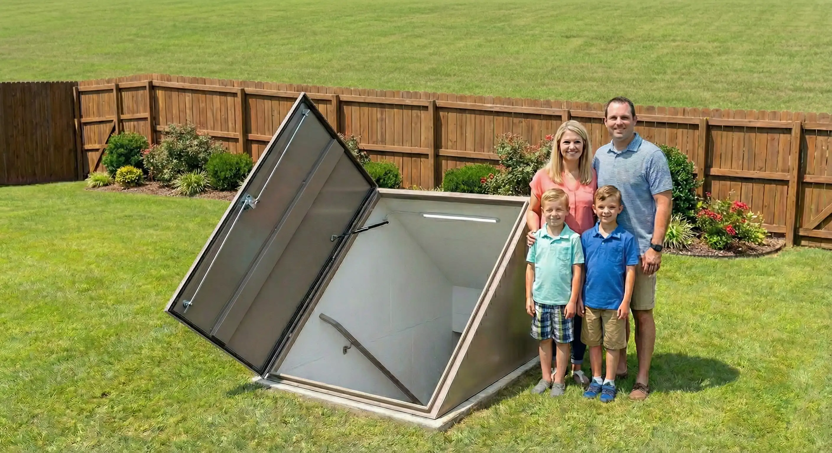 Completed underground storm shelter installation in Huntsville, Alabama
